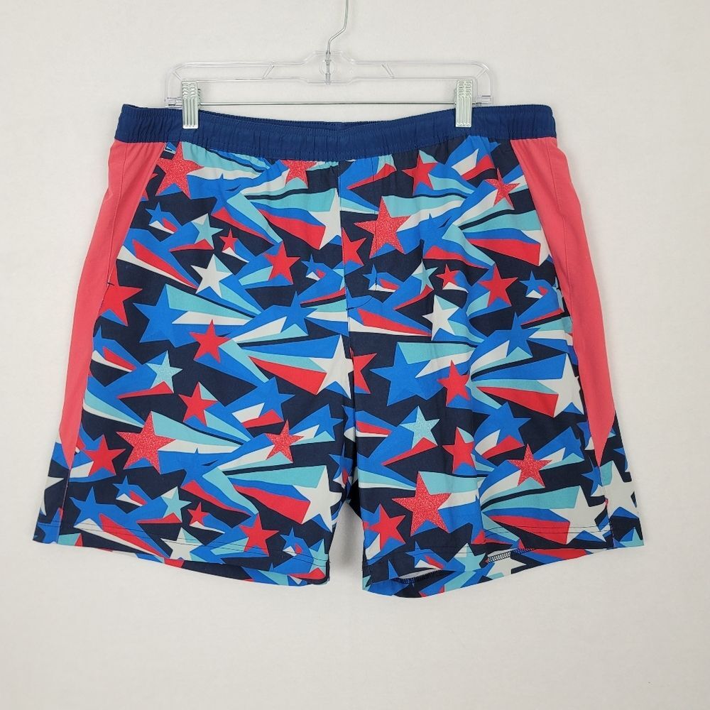 Chubbies Classic Swim Trunks 2XL Patriotic Stars Pockets Cinch Elastic Waist EUC